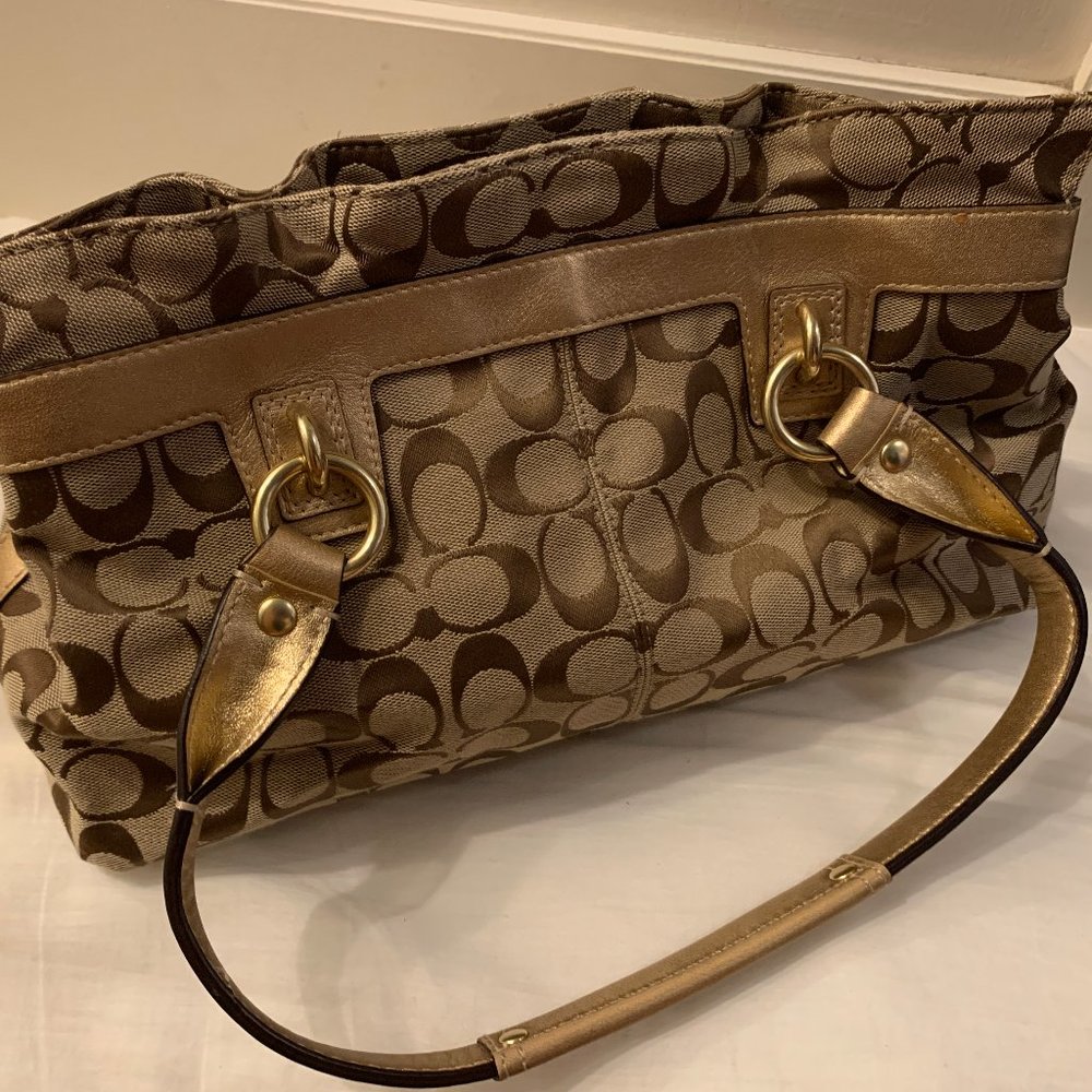 Gold and Tan Coach Classic C's Handbag